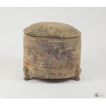 A Painted Han Dynasty Pottery Storage Jar with Cover, c. 206 BC-220 AD,
