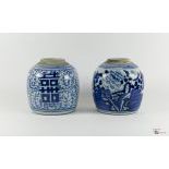 Two Blue and White Qing Dynasty Ginger Jars, c. 19th Century,