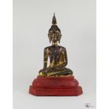 A Gilt-Bronze and Lacquered Laotian Sculpture of Buddha, c. 18th Century