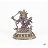 A Silver Cast Tibetan Sculpture of Manjushri c. 18th-19th Century