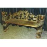 Bench made of wood with very nice carvings of Brienz