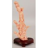 Chinese Coral Carving of a Guanyin