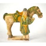 A Chinese Pottery of a Horse and a Man