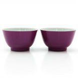 Pair of Ruby Red Porcelain Cups