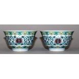PAIR OF CHINESE DOUCAI PORCELAIN BOWLS