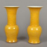 Pair of Chinese Porcelain yellow ground Vases