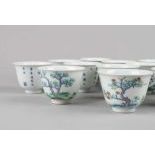 Set Of Twelve Blue And White And Famille Verte Month´s Cups