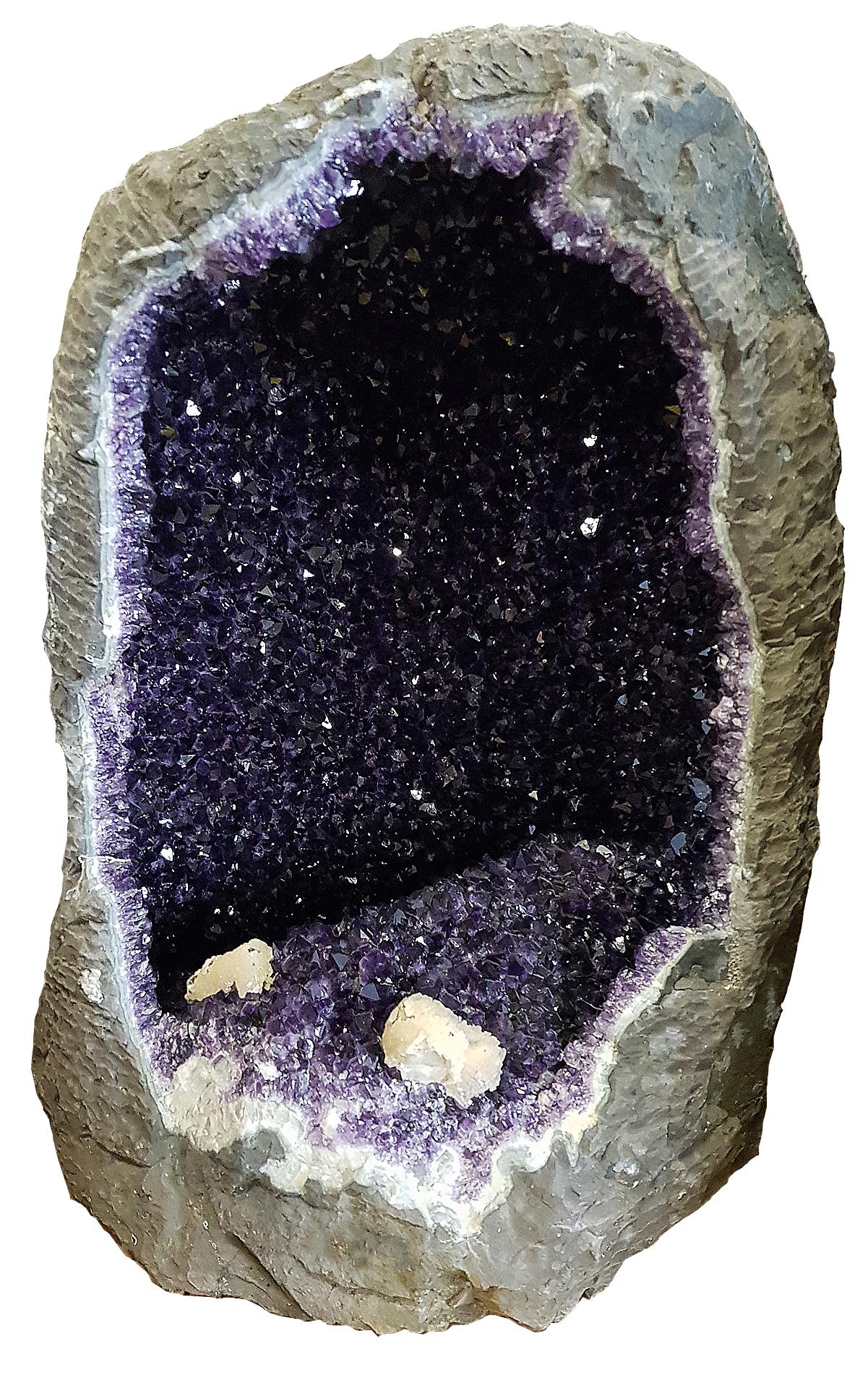 Amethyst-druse with Calcite inclusions