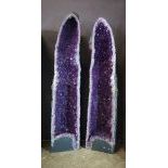Amethyst-drusen Pair with Calcite inclusions