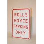 "Rolls Royce Parking Only" metal parking plate
