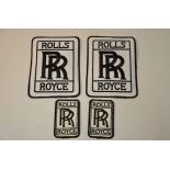 Set of 4 Rolls-Royce black and white logo clothing patches