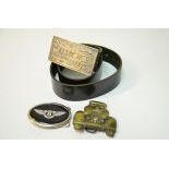 Set of 2 buckles and a belt and with Rolls-Royce theme and Bentley logo