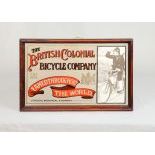 Advertisement on mirror 
"The British Colonial Bicycle Company"