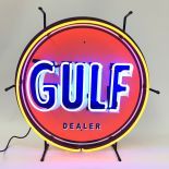 Gulf Dealer Logo Neon Sign with Backplate
