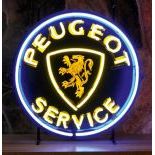 Peugeot Service Neon Sign with Backplate
