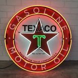 One Meter Diameter Texaco Logo Neon Sign with Backplate