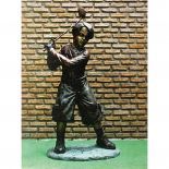 Large Bronze Statue of a Boy Playing Golf