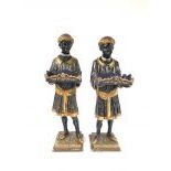 Set of 2 Antique Black Servant Statues ca. 1850