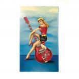 Gibson Guitar and Pinup Girl Painting on Board
