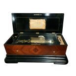 B.A. Bremond Mandolin & Harp Music Box with 3 Interchangeable Cylinders