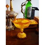 Filigree Pokal in opaque and translucent Baltic Amber on a twisted stand