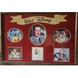 Walt Disney (1901 - 1966). Autograph wih dedication, 3 photos and pictures of scenes of "Alice in Wonderland" (1951)