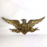 Hangable Polished Brass Eagle with Spread Wings Sculpture