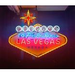 Large Welcome To Fabulous Las Vegas Neon Sign with Backplate