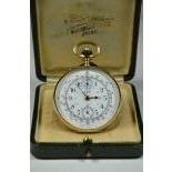 18ct gold pocket watch  LIP  Chronograph with counter. Box. Very good condition.