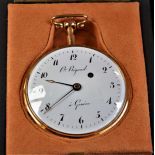  18ct Gold pocket watch. With hour and quarter repetition and music, signed Pierre Ricaud Genève. Ø...