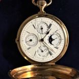  188 carat rose gold pocket watch. Signe Pottevin. Heavy, robust casing. Enameled monogram....