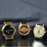 Lot with 2 chronometers made of 18ct gold and one HEBDOMAS made of gilded silver.