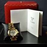  Automatic chronograph CARTIER Pasha. Completely made of 18ct gold 162 g. Ø 39mm. Very good...