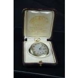  18ct gold  and sapphire pocket watch. Extra thin. Signed Haas Neveux Genève. Silver clock face....