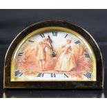  Travel clock with original suitcase. Gilded brass and painted clock face. Signed Frésard à...
