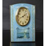 Table clock with 8 day mechanism. Gilded silver and guilloched. VENISE