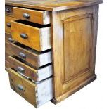 Restored sales counter made of massive fir wood. With 23 drawers. Restored. 90x199x68cm