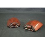  Collection of two turtles carved out of rose wood, made as cans with lids on the foundation to be...