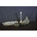  Collection of six pieces of crystal glass  lily vase height   25,0 cm, decanter with lid  height  ...