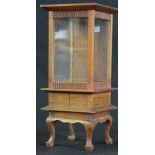  Small wooden lantern with vitrification, intricate underside with swirled legs, height   29,0, width...