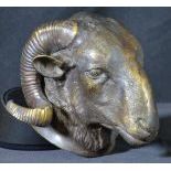  Bronze sculpture Widderkopf TN  Ram head, very natural style, hanging suspension, unsigned,...