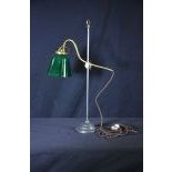  Reading lamp with a cameo glass fixture, cast iron stand with brass ornaments, electric, height 55,0...