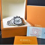  Steel chronograph EBEL 1911 Discovery. Day and date display. Ø 43mm. With box and papers. New old...