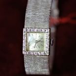 Women’s wristwatch BUCHERER made of 18ct white gold with diamonds. From the fifties.