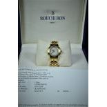  Wristwatch BOUCHERON, completely made of 18ct gold  with diamonds. Nacre dial. Very good condition....
