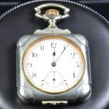  Watch in a square nickel case. Enameled clock face. Seconds on 6 h. Déposée RU Genève. Perfect...