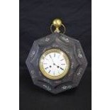  Pendulum, hand-made tin enclosure as a hanging suspension with floral paintings, bell strike, clock...