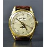 Automatic wristwatch. 10 gilded micron. Triple display and moon phase. In very good condition.