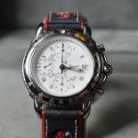  Automatic steel chronograph MICHEL JORDI with calendar. Ø 39mm. Visible background. With box and...