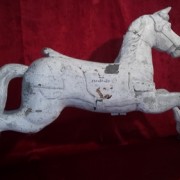 Horse riding white wooden